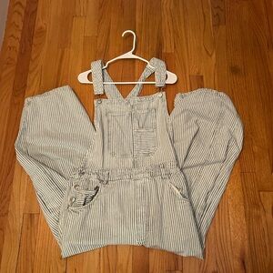 Free People Striped barrel overalls - Blue and White